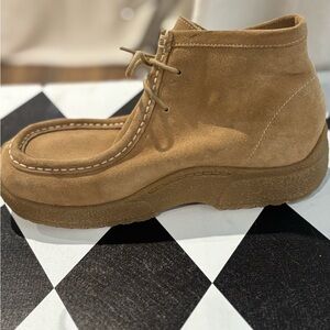 Y2K Report Shoes Kanga Tan Ankle Boots Chukka Moccasin Style